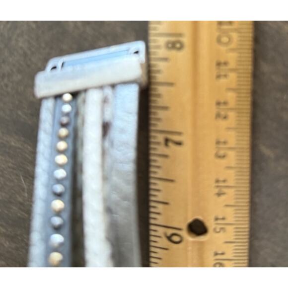 Saachi Silver Multi-Layer Leather Beaded Magnetic Bracelet Boho Chic - Picture 5 of 6